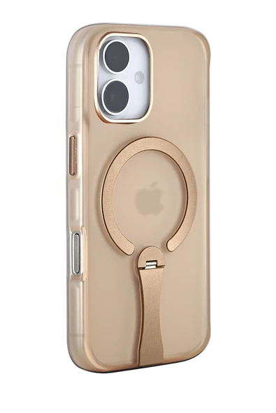 Fuchsia iPhone 16 ile Uyumlu HBC-354 Kunlun Standlı Kablosuz Şarj Özellikli Kapak - Çöl Titanyum ürün görseli 1