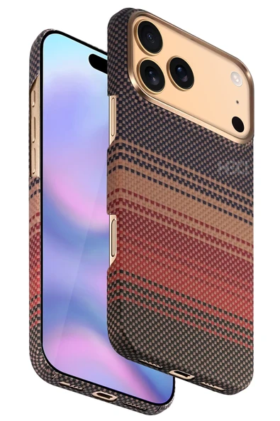 Fuchsia iPhone 17 Pro ile Uyumlu HBC-350 Ruaha Kevlar Kablosuz Şarj Özellikli Kapak - Gün Batımı ürün görseli 1
