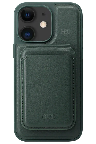 Fuchsia iPhone 11 ile Uyumlu HBC-247 Atina Kartvizitli Kapak - Koyu Yeşil ürün görseli 1