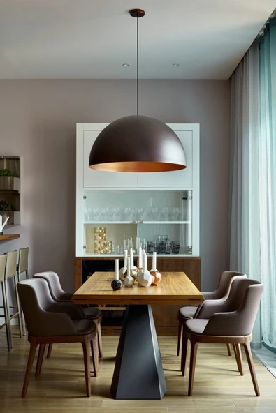 RİOLİGHT MODERN SİYAH İÇİ BAKIR TEKLİ METAL SARKIT AVİZE ÇAP:30CM ürün görseli 1