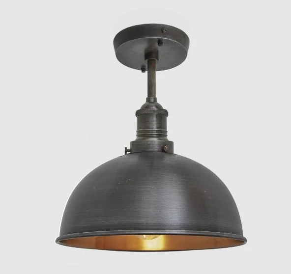 RİOLİGHT RETRO SİYAH İÇİ ALTIN TEKLİ PLOFONYER AVİZE ŞAPKA ÇAPI: 30CM ürün görseli 1