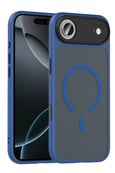 Fuchsia iPhone 17 Air ile Uyumlu Megane Kablosuz Şarj Özellikli Kapak - Lacivert ürün görseli 1