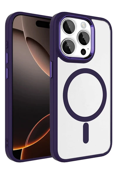 Fuchsia iPhone 15 Pro Max ile Uyumlu Terea Kablosuz Şarj Özellikli Kapak - Derin Mor ürün görseli 1
