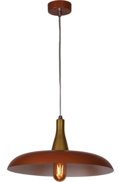 Riolight retro,vintage mutfak,oda,cafe,oteller için 1xe27 metal sarkıt avize çap:35cm - Kahverengi Renk ürün görseli 1
