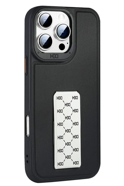 Fuchsia iPhone 15 Pro Max ile Uyumlu HBC-265 Madrid Kablosuz Şarj Özellikli Standlı Kapak - Siyah ürün görseli 1