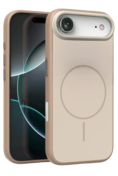 Fuchsia iPhone 17 Air ile Uyumlu Neva Kablosuz Şarj Özellikli Kapak - Gold ürün görseli 1