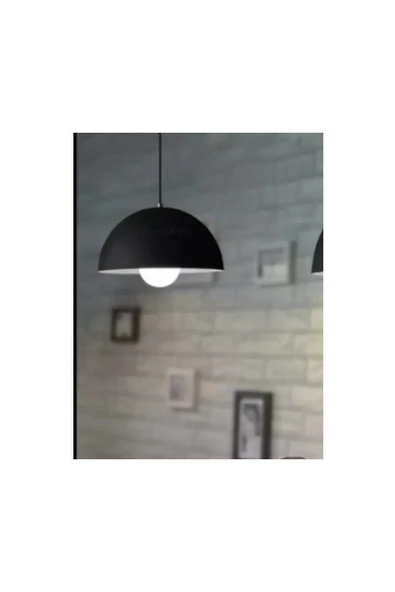 Riolight retro,modern mutfak,oda cafe,oteller için siyah 1xe27 metal sarkıt avize çap:30cm - Siyah Renk ürün görseli 1