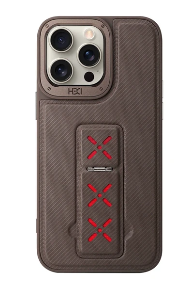 Fuchsia iPhone 14 Pro ile Uyumlu HBC-248 Lima Standlı Kapak - Titan Gri ürün görseli 1