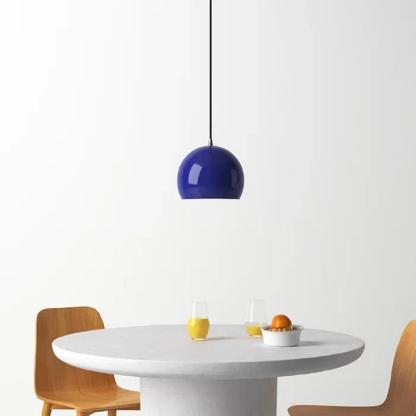 RİOLİGHT MODERN KOYU MAVİ CAFELER,ODA,MUTFAK,YATAK BAŞI İÇİN 1XE27 TEKLİ METAL SARKIT AVİZE ÇAP:20CM ürün görseli 1