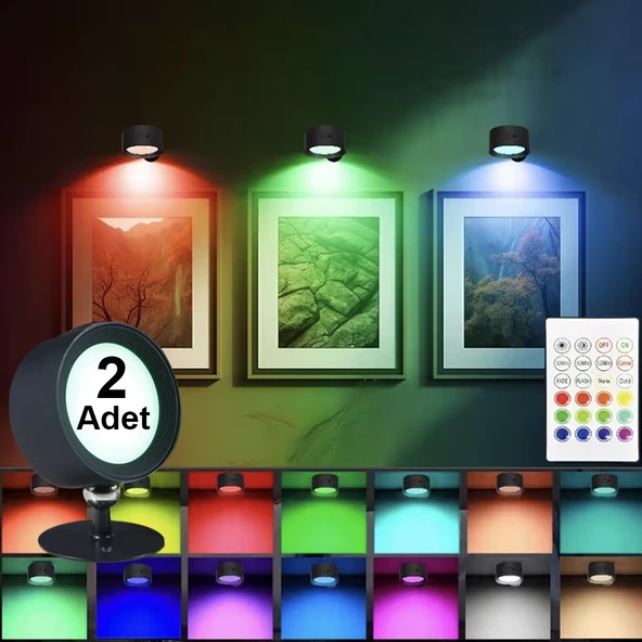 Greentech 14 Renk Dokunmatik 360 Dönebilen Magnetli Şarjlı Led Aplik  2 Adet / GT-CL21 ürün görseli 1