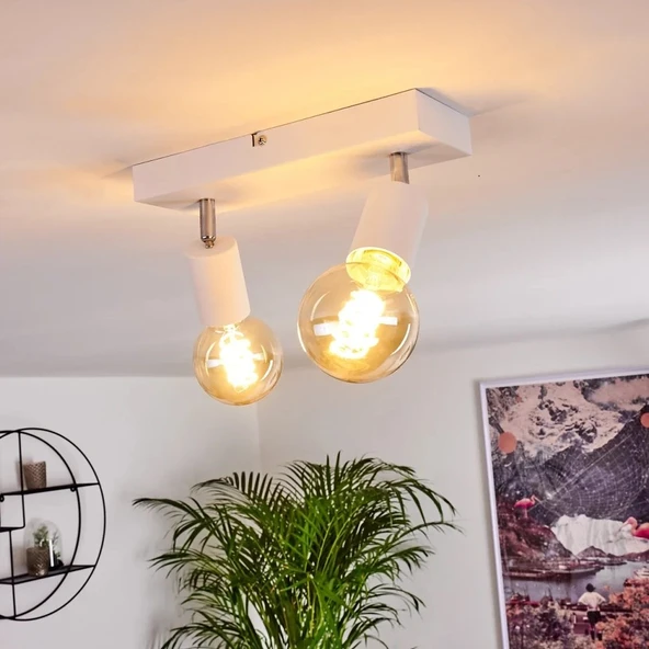 RİOLİGHT MODERN BEYAZ 2XE27 MAFSALLI HAREKETLİ BAŞLIK(GLOP AMPUL HARİÇ) METAL SPOT AVİZE ürün görseli 1