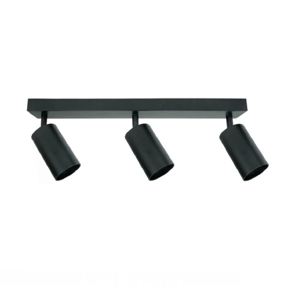RİOLİGHT MODERN SİYAH MUTFAK9,SALON,GİYİNME ODASI,CAFELER İÇİN GÜN İŞİĞI METAL 3LÜ SPOT(AMPUL DAHİL) ürün görseli 1