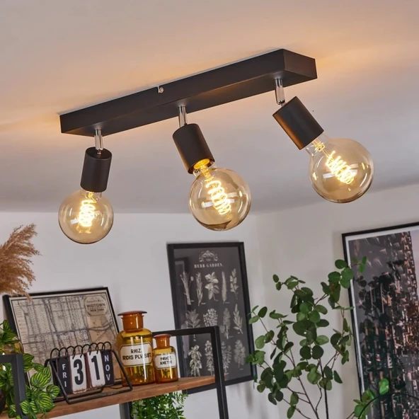 RİOLİGHT MODERN1 SİYAH1 3XE27 MAFSALLI HAREKETLİ BAŞLIK(GLOP AMPUL HARİÇ) METAL SPOT AVİZE ürün görseli 1