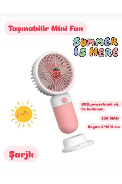 Taşınabilir Fan Soğutucu Mini Vantilatör Klima Güçlü Serinletici Şarjlı Masa Üstü Sessiz Standlı ürün görseli 1