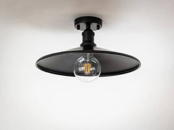 RİOLİGHT RETRO1,RUSTİK MUTFAK,ODA,SALON CAFELER İÇİN TEKLİ METAL PLOFONYER AVİZE ÇAP:38CM ürün görseli 1