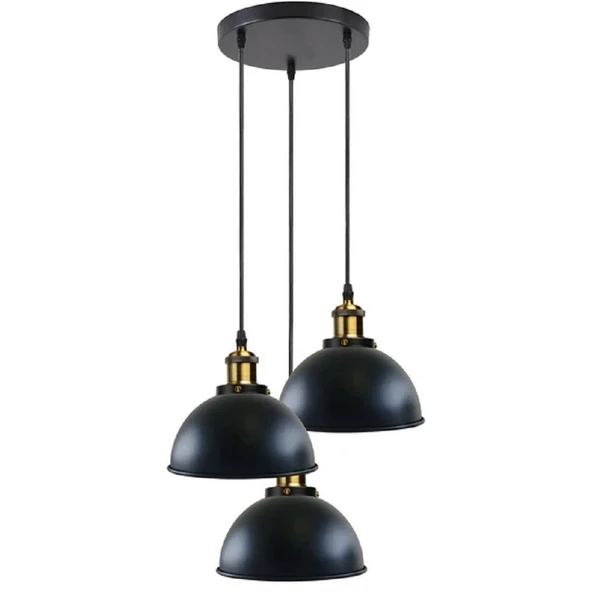 RİOLİGHT VİNTAGE1,RETRO1,RUSTİK1 3XE27 SİYAH METAL SARKIT AVİZE ŞAPKA ÇAP:23CM TABAN ÇAP:35CM ürün görseli 1