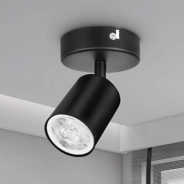 RİOLİGHT MODERN SİYAH METAL ODA,MUTFAK,BANYO,CAFELER İÇİN GÜN IŞIGI SPOT(AMPUL DAHİLDİR) ürün görseli 1
