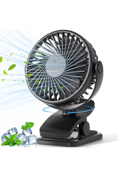 Taşınabilir USB Klipsli Fan Şarj Edilebilir, 720° Dönebilme, 3 Hız Yaz ve Dış Mekan Kullanımı İçin ürün görseli 1