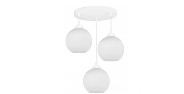 RİOLİGHT MODERN1,RETRO,VİNTAGE OPAL CAMLI 3XE27 BEYAZ METAL GÖVDELİ SARKIT AVİZE TABAN ÇAPI:30CM ürün görseli 1