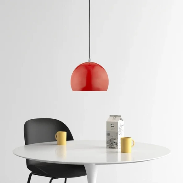 RİOLİGHT MODERN KIRMIZI CAFELER,ODA,MUTFAK,YATAK BAŞI İÇİN 1XE27 TEKLİ METAL SARKIT AVİZE ÇAP:20CM ürün görseli 1