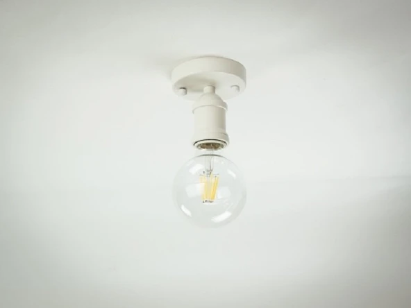 RİOLİGHT RETRO,RUSTİK KOLİDOR,ODA,MUTFAK,BANYO İÇİN BEYAZ TEKLİ 1XE27 DUYLU PLOFONYER ARMATÜR,AVİZE ürün görseli 1