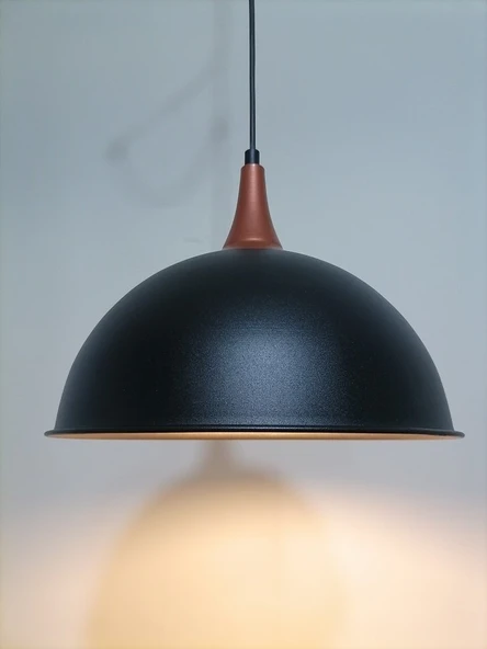RİOLİGHT RETRO,RUSTİK,MODERN BAKIR AKSESUARLI MUTFAK,ODA,CAFE İÇİN TEKLİ METAL SARKIT ÇAP:30CM ürün görseli 1