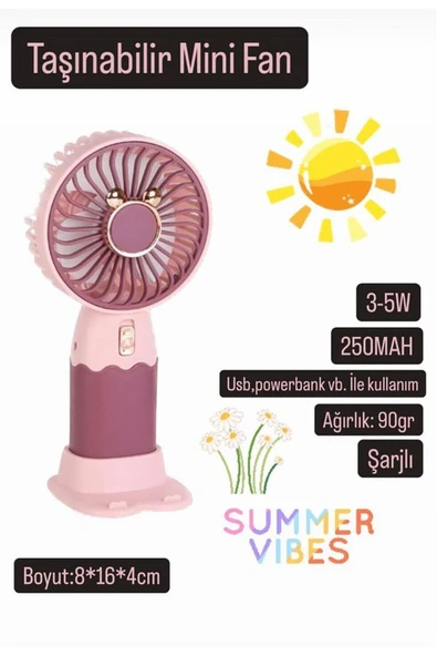 Taşınabilir Fan Soğutucu Mini Vantilatör Klima Güçlü Serinletici Şarjlı Masa Üstü Sessiz Standlı ürün görseli 1