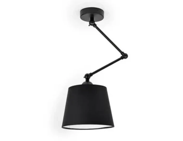RİOLİGHT RETRO,RUSTİK SİYAH HAREKETLİ KUMAŞ BAŞLIK SİYAH ÜÇ MAFSALLI  AKROBAT METAL SARKIT AVİZE ürün görseli 1