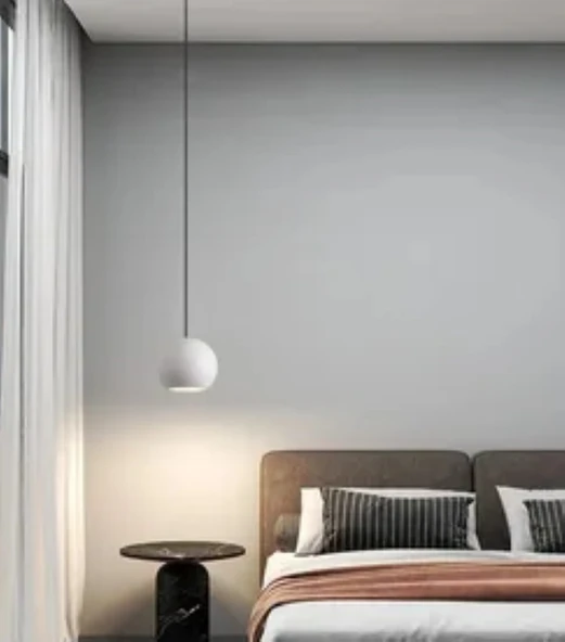 RİOLİGHT MODERN BEYAZ 1XE27 DUYLU YATAK BAŞI METAL TEKLİ SARKIT AVİZE ÇAP:20CM ürün görseli 1