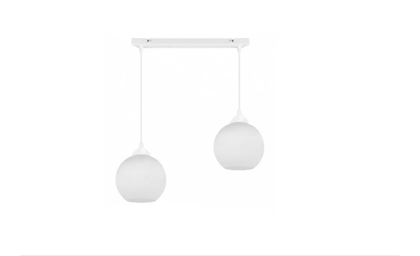 RİOLIGHT MODERN,RETRO,VİNTAGE OPALBEYAZ1 CAMLI 2XE27 SIRALI BEYAZ METAL GÖVDE MASA ÜSTÜ SARKIT AVİZE ürün görseli 1