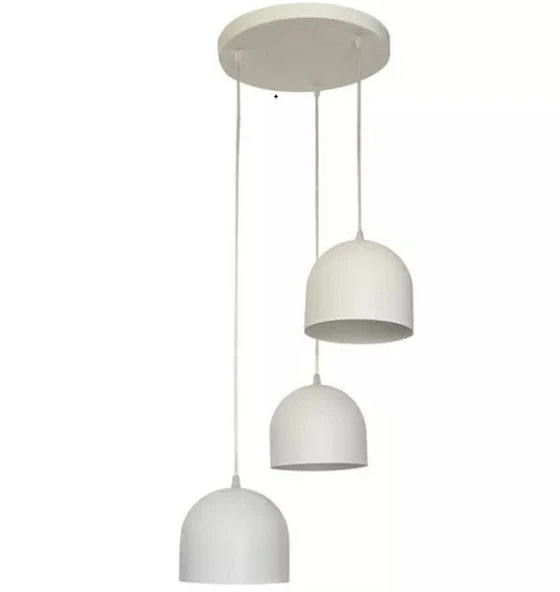 RİOLİGHT MODERN,RUSTİK,VİNTAGE,RETRO BEYAZ 3XE27 DUYLU METAL SARKIT AVİZE TABAN ÇAPI:30CM ürün görseli 1