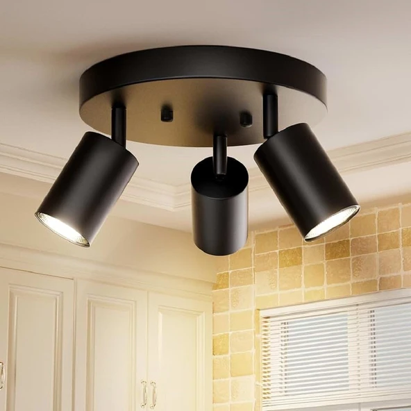 RİOLİGHT MODERN8 SİYAH MUTFAK,SALON,GİYİNME ODASI,CAFELER İÇİN GÜN İŞİĞI METAL 3LÜ SPOT(AMPUL DAHİL) ürün görseli 1