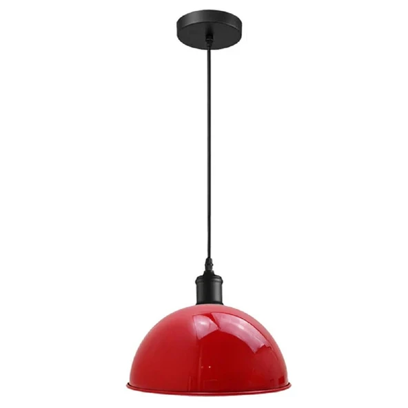 RİOLİGHT MODERN,VİNTAGE,RETRO,RUSTİK KIRMIZI 1XE27 DUYLU METAL TEKLİ SARKIT AVİZE ÇAP:30CM ürün görseli 1