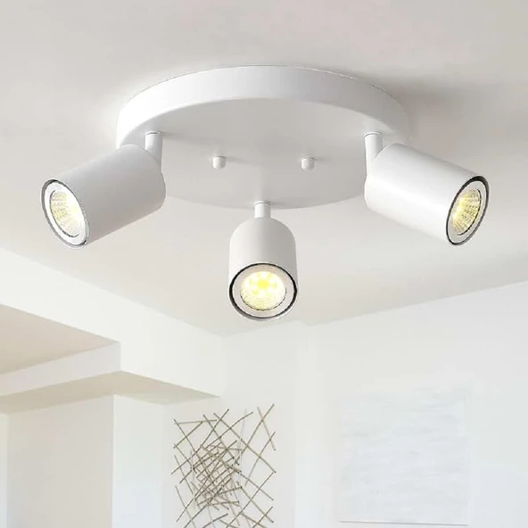 RİOLİGHT MODERN5 BEYAZ MUTFAK,SALON,GİYİNME ODASI,CAFELER İÇİN GÜN İŞİĞI METAL 3LÜ SPOT(AMPUL DAHİL) ürün görseli 1