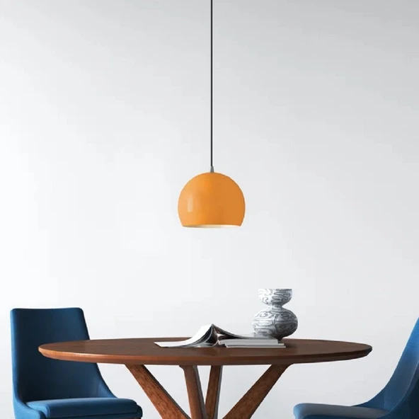 RİOLİGHT MODERN TURUNCU CAFELER,ODA,MUTFAK,YATAK BAŞI İÇİN 1XE27 TEKLİ METAL SARKIT AVİZE ÇAP:20CM ürün görseli 1