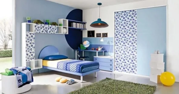 RİOLİGHT RETRO,RUSTİK,MODERN MAVİ İÇİ BEYAZ BEBEK,ÇOCUK,GENÇ ODASI İÇİN TEKLİ METAL SARKIT AVİZE ürün görseli 1