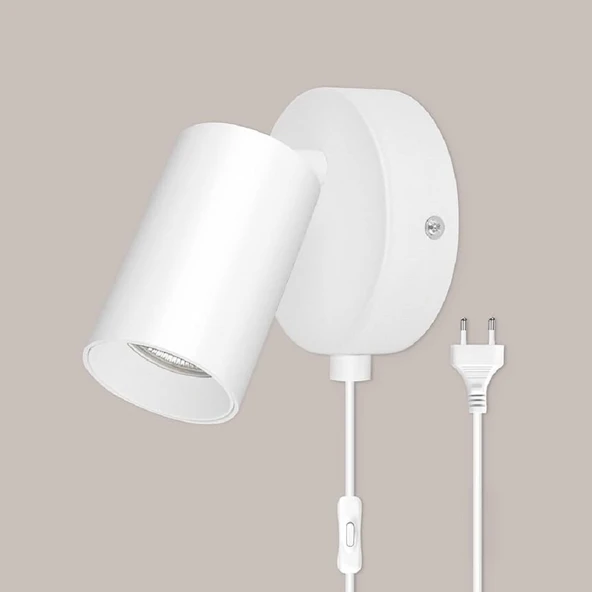 RİOLİGHT MODERN BEYAZ HAREKETLİ BAŞLIK GÜN IŞIĞI FİŞLİ,KABLOLU,ANAHTARLI METAL SPOT(AMPÜL DAHİL) ürün görseli 1
