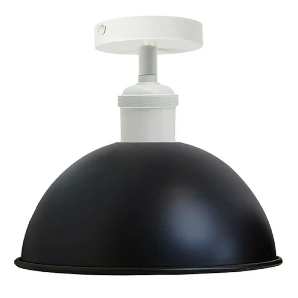 RİOLİGHT VİNTAGE,RUSTİK,RETRO SİYAH BAŞLIK 1XE27 DUYLU TEKLİ METAL PLOFONYER AVİZE ÇAP:23CM ürün görseli 1