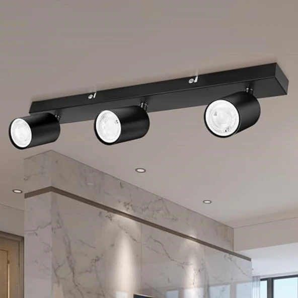 RİOLİGHT MODERN SİYAH7 MUTFAK,SALON,GİYİNME ODASI,CAFELER İÇİN GÜN İŞİĞI METAL 3LÜ SPOT(AMPUL DAHİL) ürün görseli 1