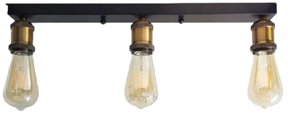 RİOLİGHT RETRO,RUSTİK,VİNTAGE,MODERN 3XE27 ESKİTME DUYLU SIRALI PLOFONYER TAVAN AVİZESİ UZUNLUK:60CM ürün görseli 1