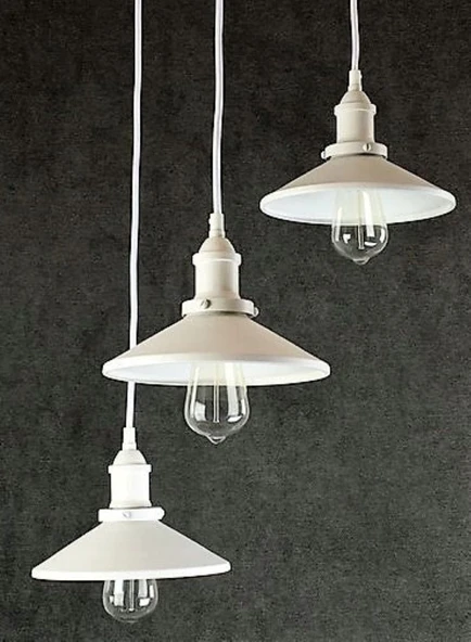 RİOLİGHT VİNTAGE1,RETRO,RUSTİK BEYAZ 3XE27 DUYLU METAL SARKIT AVİZE TABAN ÇAPI:30CM ürün görseli 1