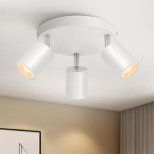 RİOLİGHT MODERN BEYAZ MUTFAK,SALON,GİYİNME ODASI,CAFELER İÇİN GÜN İŞİĞI METAL 3LÜ SPOT(AMPUL DAHİL) ürün görseli 1