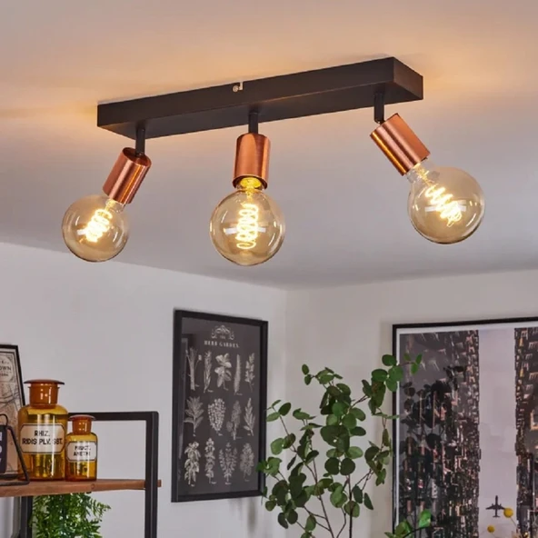 RİOLIGHT MODERN2 SİYAH2 3XE27 DUYLU MAFSALLI HAREKETLİ BAŞLIK(GLOP AMPUL HARİÇ) METAL SPOT AVİZE ürün görseli 1