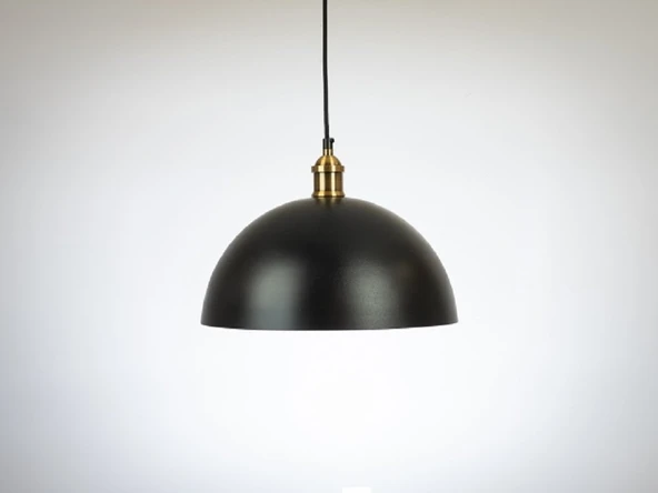 RİOLİGHT RETRO32,RUSTİK,VİNTAGE MUTFAK,ODA,SALON,CAFE İÇİN SİYAH TEKLİ METAL SARKIT AVİZE ÇAP:40CM ürün görseli 1