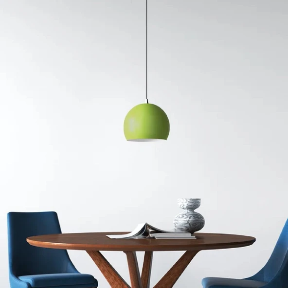 RİOLİGHT MODERN YEŞİL CAFELER,ODA,MUTFAK,YATAK BAŞI İÇİN 1XE27 TEKLİ METAL SARKIT AVİZE ÇAP:20CM ürün görseli 1