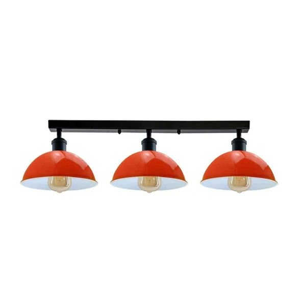 RİOLİHGT RETRO,MODERN,VİNTAGE TURUNCU BAŞLIK 3XE27 METAL PLOFONYER SIRALI AVİZE TABAN UZUNLUK:60CM ürün görseli 1