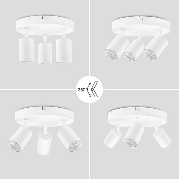 RİOLİGHT MODERN3 BEYAZ MUTFAK,SALON,GİYİNME ODASI,CAFELER İÇİN GÜN İŞİĞI METAL 3LÜ SPOT(AMPUL DAHİL) ürün görseli 1