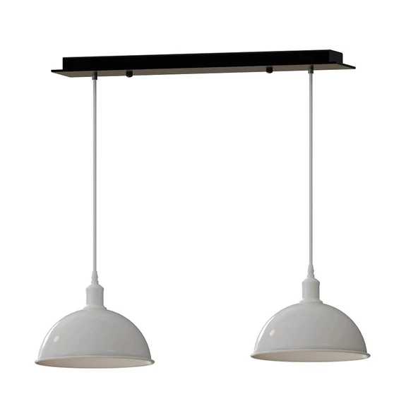 RİOLİGHT RETRO,VİNTAGE,RUSTİK BEYAZ ŞAPKALI 2XE27 METAL MASA ÜSTÜAVİZE UZUNLUK:60CM ürün görseli 1