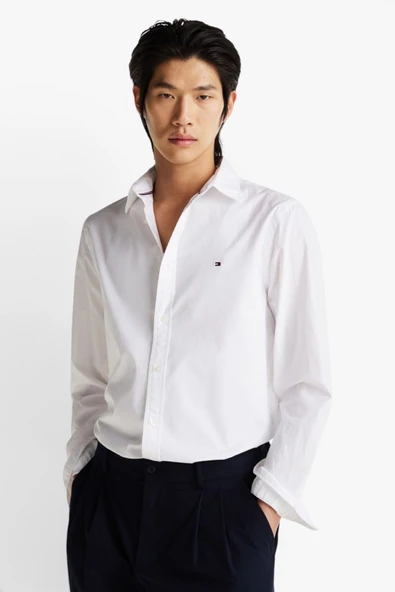 Tommy Hilfiger   FLEX POPLIN KENT COLLAR SF SHIRT Erkek Beyaz Gömlek - MW0MW38137 ürün görseli 1