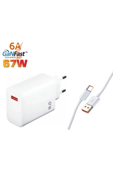 Ptx67 67w Quick Charge 4.0 Şarj Başlık Type-c 6a Data & Şarj Kablosu ürün görseli 1
